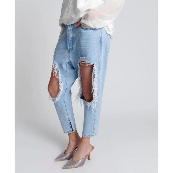 ONE TEASPOON Kingpins Medium Distressed Tapered Drop Crotch Jeans, Size XXS - Picture 2 of 16